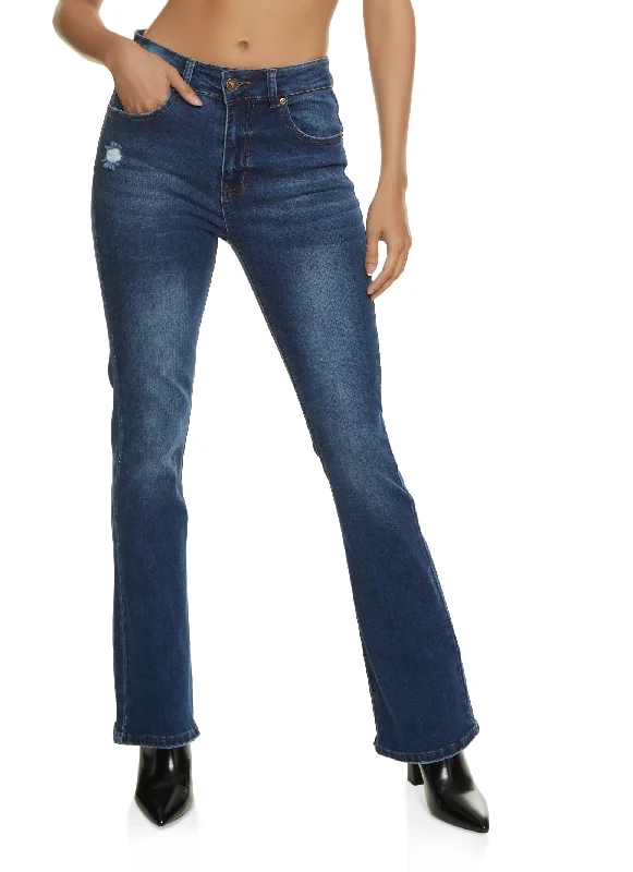 WAX Whiskered High Waist Boot Cut Jeans