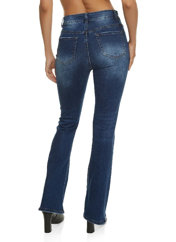 WAX Whiskered High Waist Boot Cut Jeans