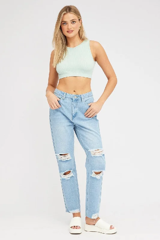 Denim Mom Jean High Rise Ripped