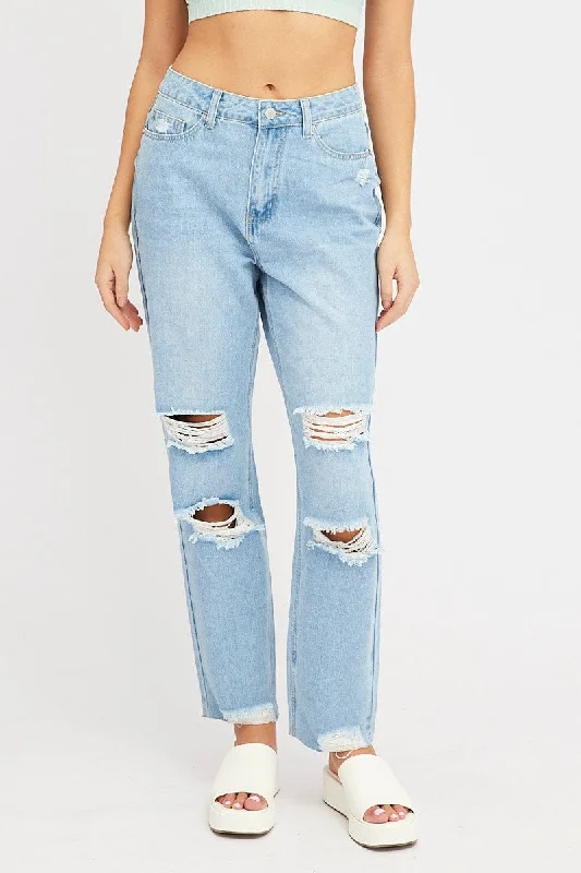 Denim Mom Jean High Rise Ripped