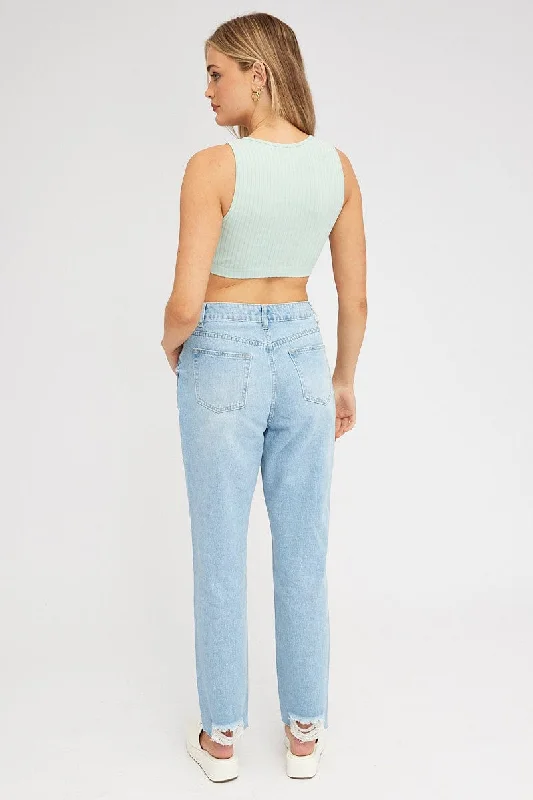 Denim Mom Jean High Rise Ripped