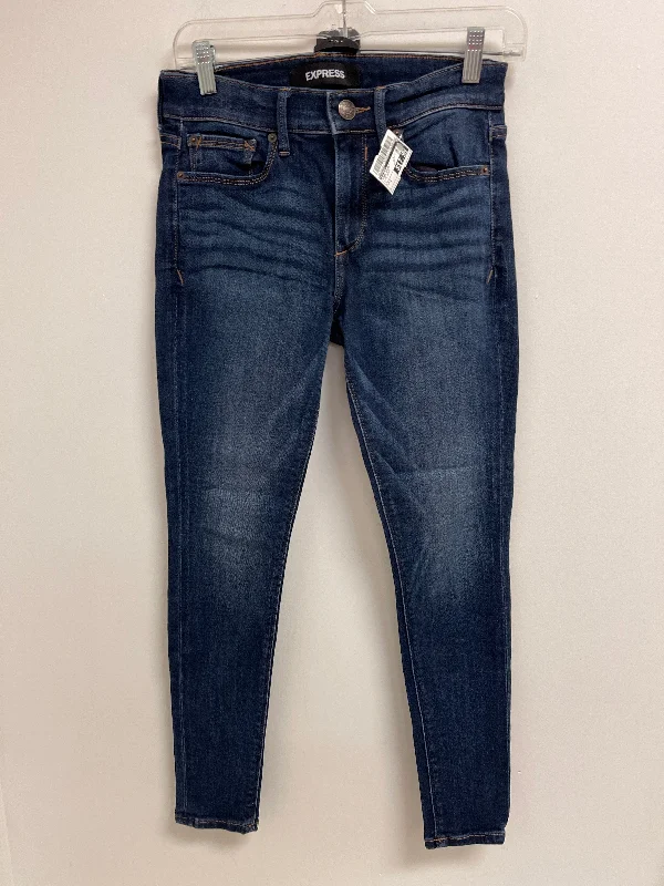 Jeans Skinny By Express In Blue Denim, Size: 4