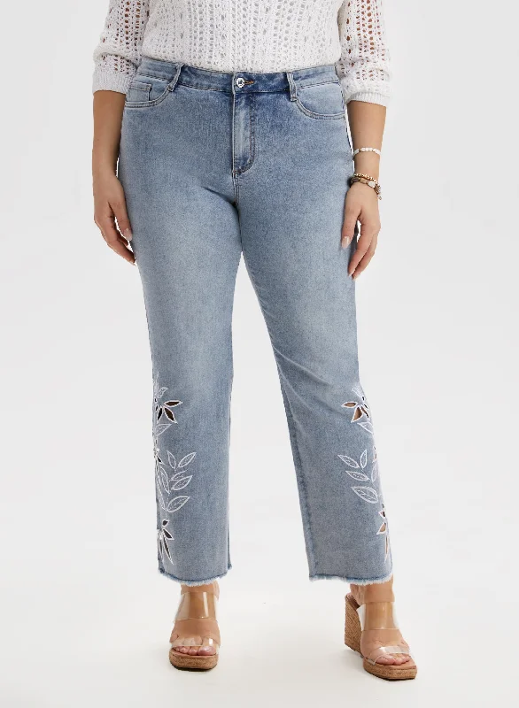 Joseph Ribkoff - Cutout Detail Straight Leg Jeans