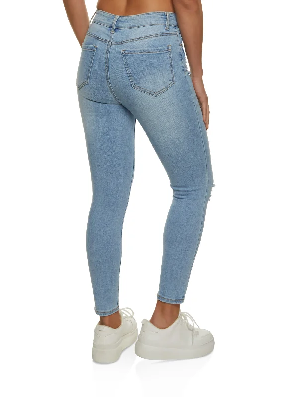 WAX High Rise Distressed Skinny Jeans