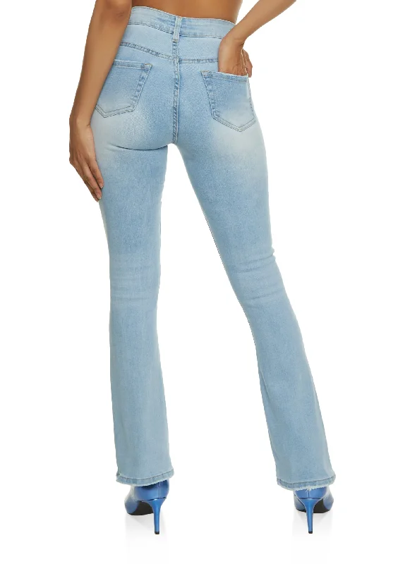 WAX Whiskered High Waist Boot Cut Jeans