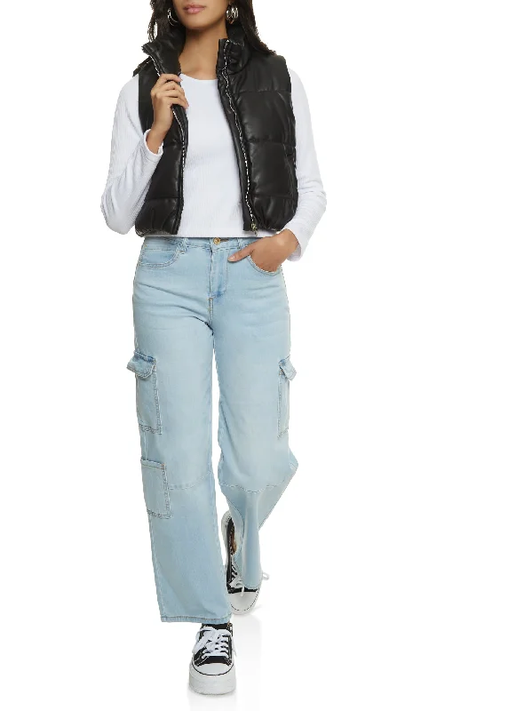 WAX Wide Leg Flap Pocket Cargo Jeans