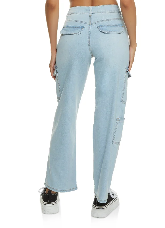 WAX Wide Leg Flap Pocket Cargo Jeans