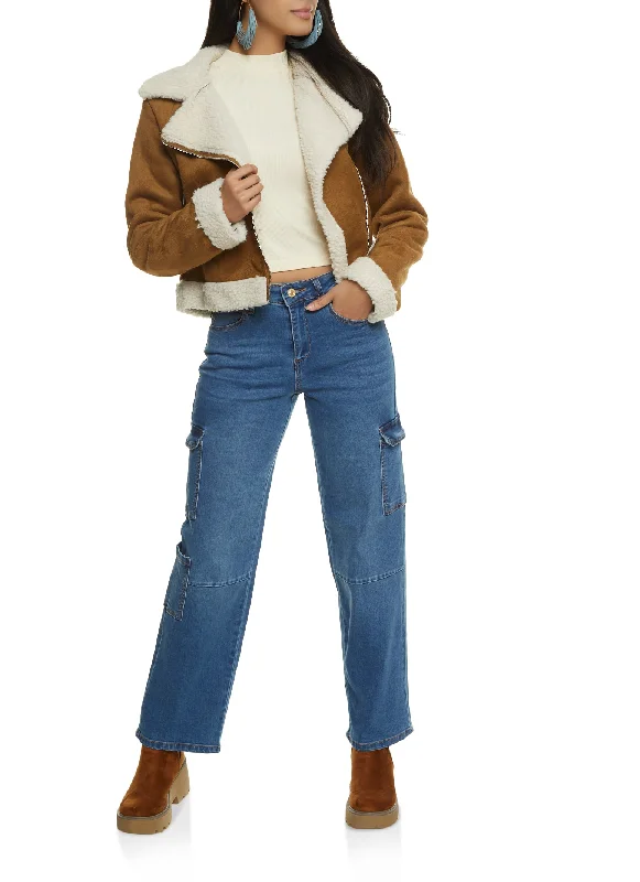 WAX Wide Leg Flap Pocket Cargo Jeans