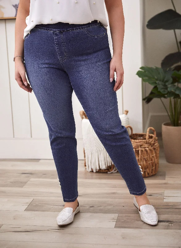 Pearl Detail Slim Leg Jeans