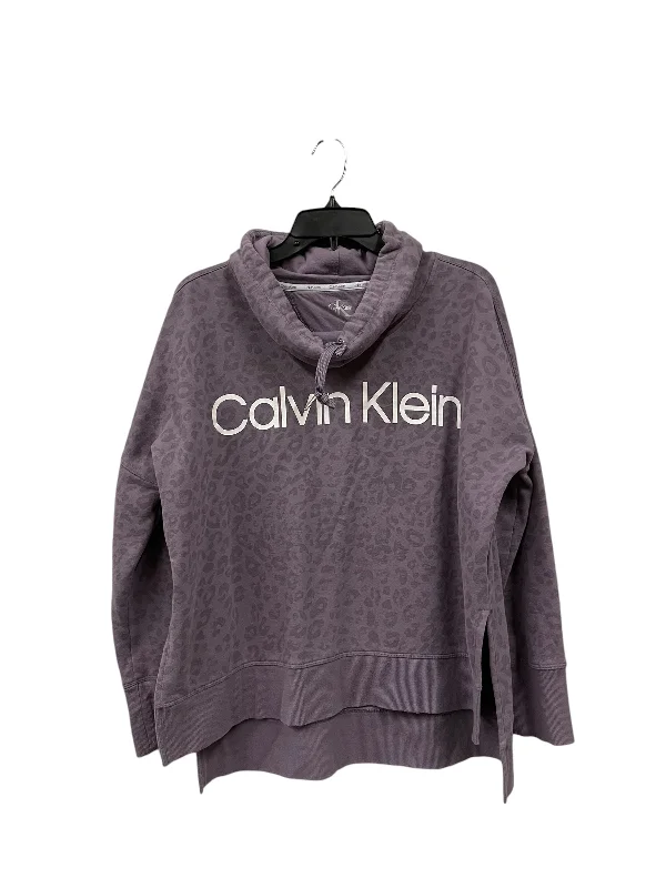 Sweatshirt Hoodie By Calvin Klein In Purple, Size: L