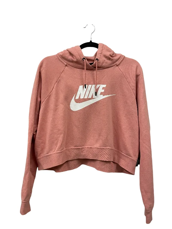 Sweatshirt Hoodie By Nike Apparel In Peach, Size: L