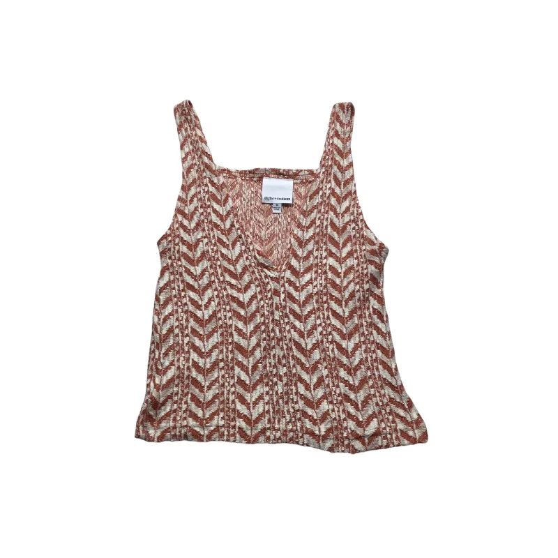 Top Sleeveless By Clothes Mentor In Cream & Orange, Size: M