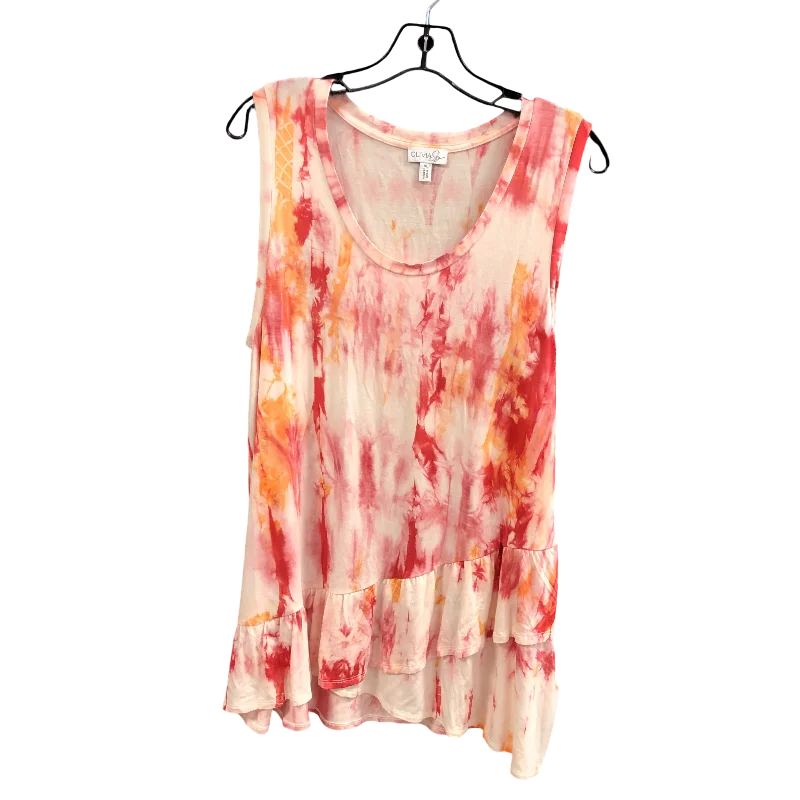 Top Sleeveless By Olivia Sky In Pink & Red, Size: Xl