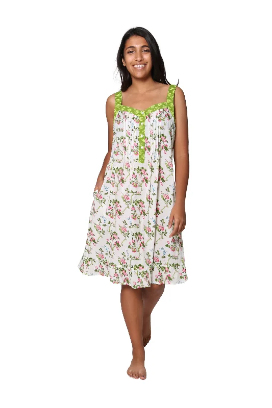 100% Cotton Ivory Floral Print Chemise