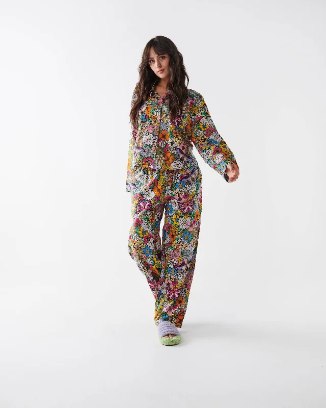 Bliss Floral Organic Cotton Long Sleeve Shirt & Pant Pyjama Set