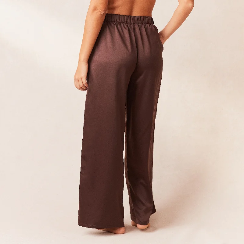 Classic Satin Pyjama Trousers - Chocolate