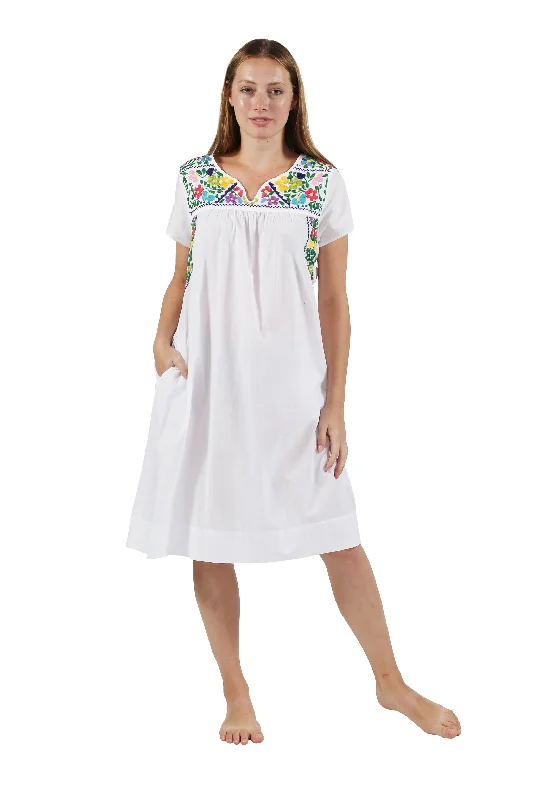 100% Cotton Cap Sleeve Embroidered Dress