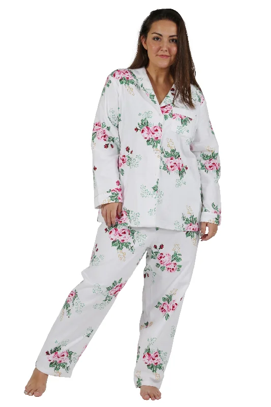 Plus Size Flannel Print Pajama Set