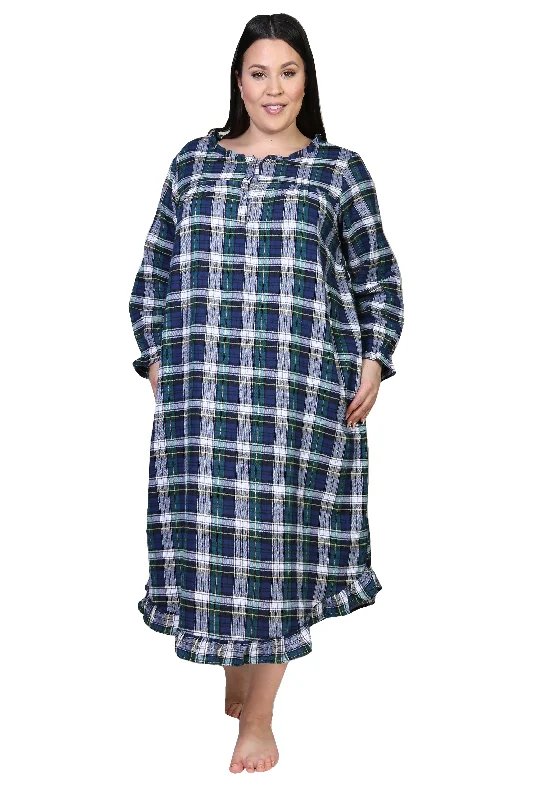 Flannel Plaid Night Gown - Plus Size