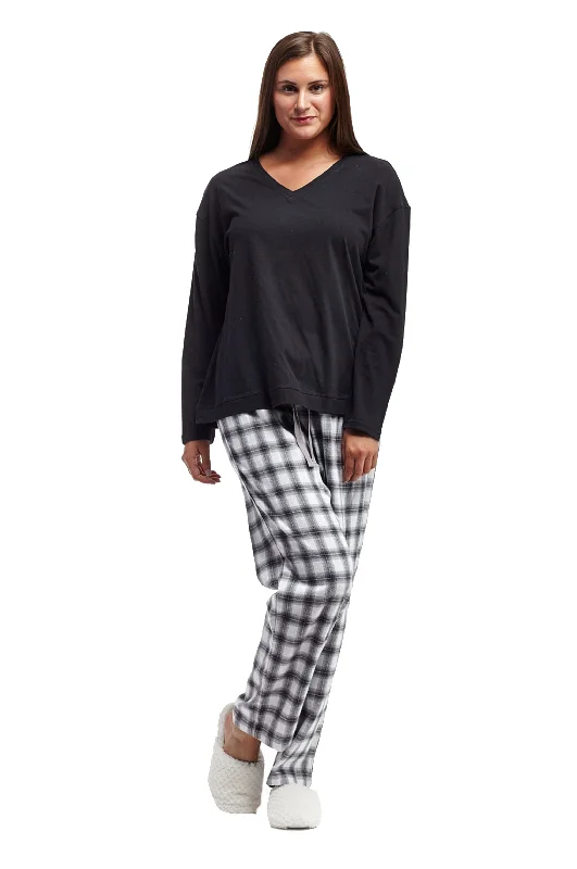 La Cera Plaid Pajama Set