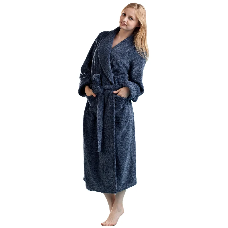 La Cera Heathered Fleece Long Robe