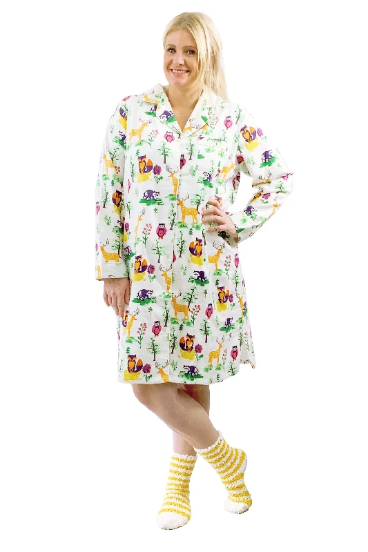 Plus Size Forest Animals Flannel Night Shirt