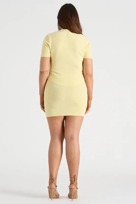 THE KNIT MINI SKIRT - BUTTER