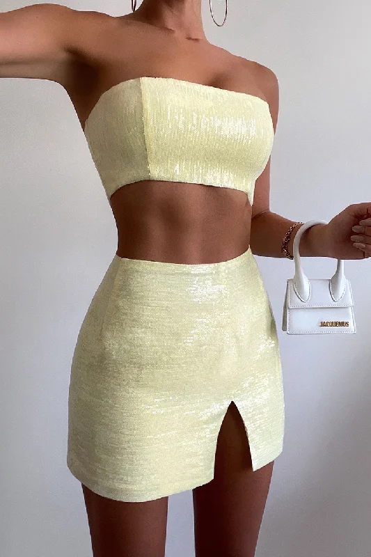 THE SEQUIN SKIRT - BUTTER