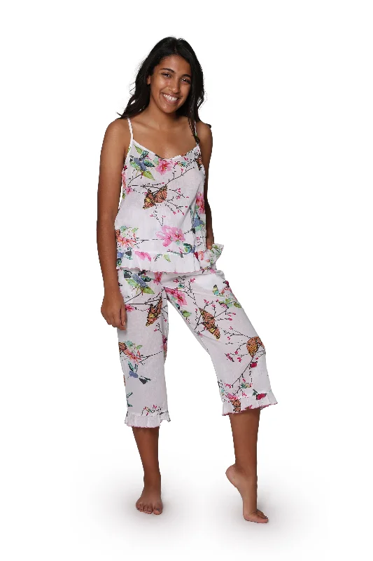 White Floral Cotton Pajamas