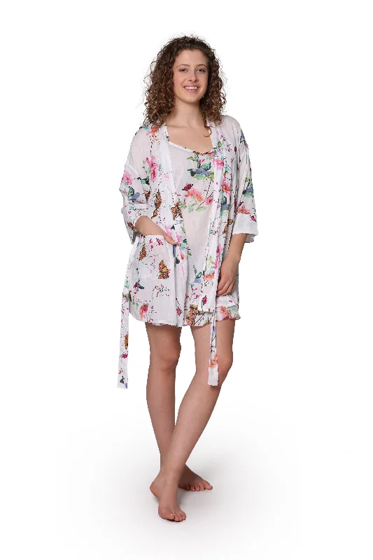 White Floral Cotton Robe